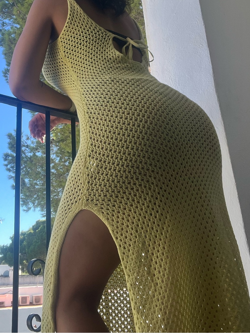 Le Lis Yellow Crochet Tank Maxi Dress